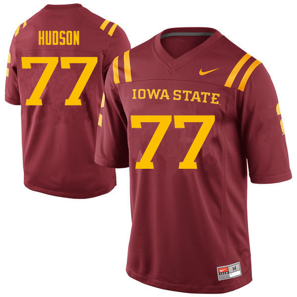 Men #77 Robert Hudson Iowa State Cyclones College Football Jerseys Sale-Cardinal